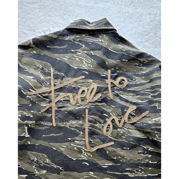 CURRENT/ELLIOTT "Free to Love" chic camo cotton-linen pocket goop jacket $298 M - Picture 9 of 16